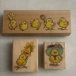 Charming Yellow Chick Wooden Stamp Set